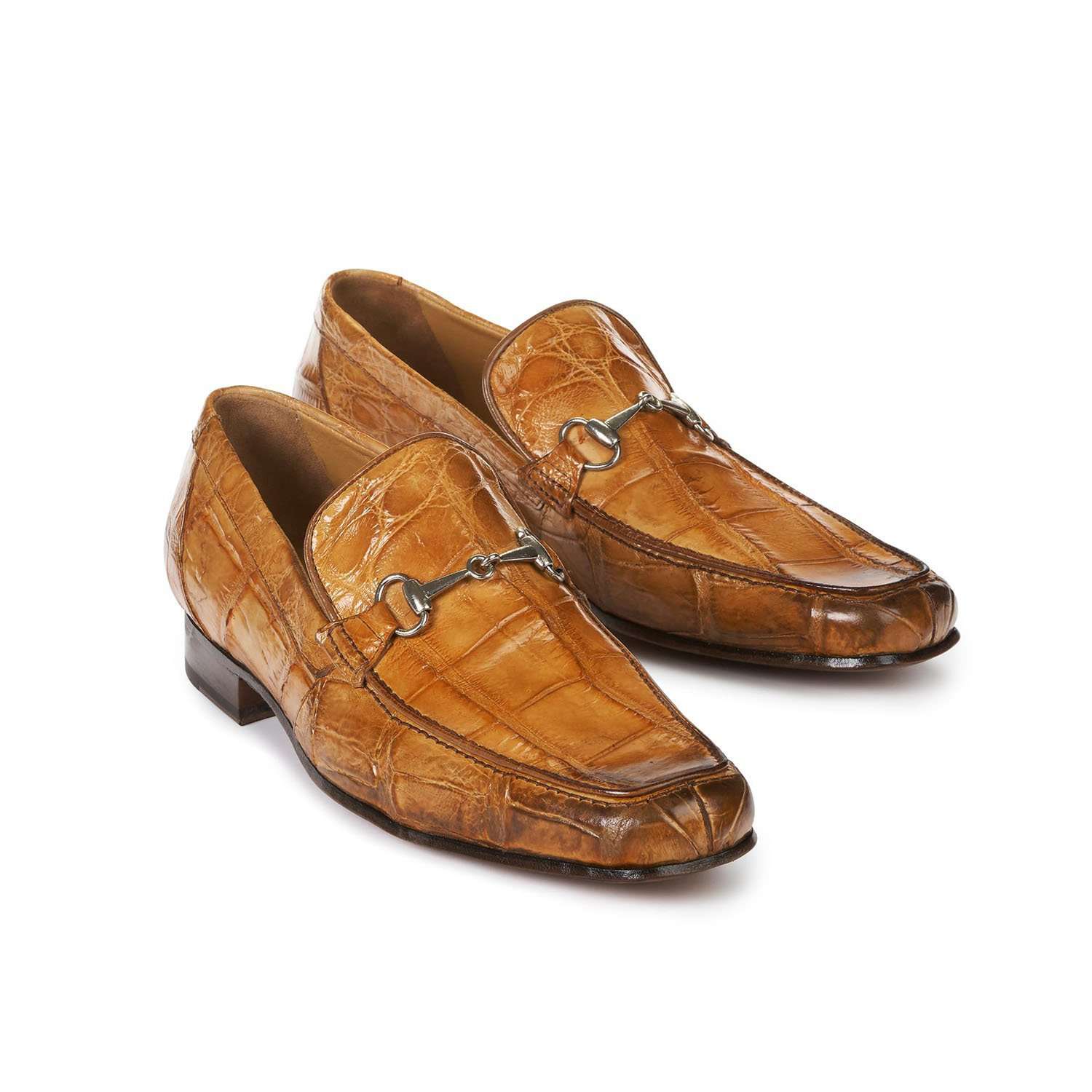 Mauri 4894 Matrix Men's Designer Shoes Cestnut Brown Body Alligator Loafers (MA5004)