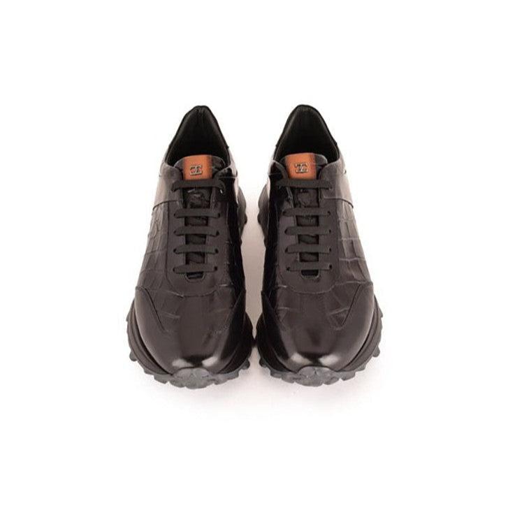 Corrente 7766 Men's Shoes Crocodile Print Leather Fashion Sneakers (CRT1518)