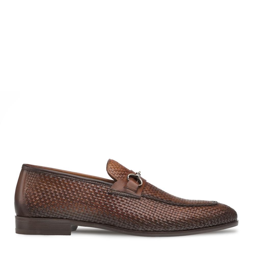 Mezlan 9897 R606 Men's Shoes Cognac Woven Leather Horsebit Loafers (MZS3359)