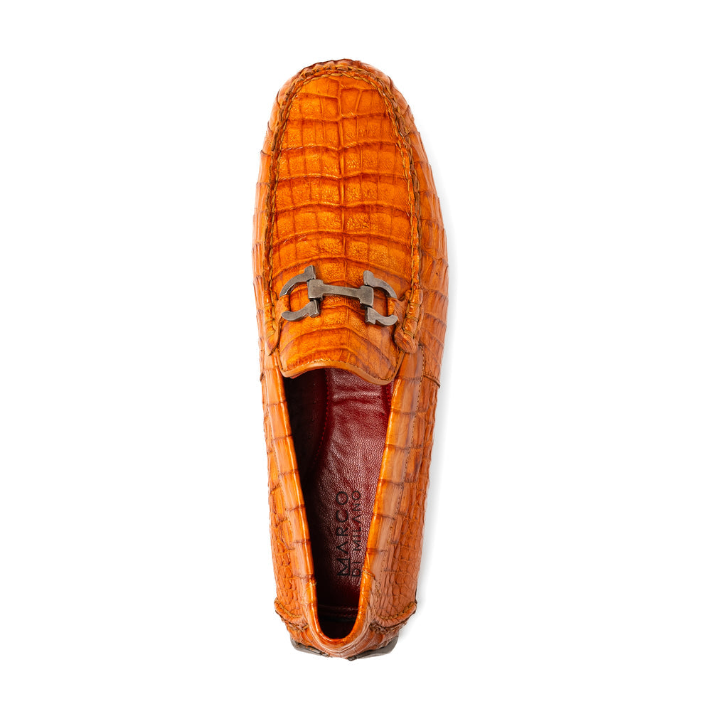 Marco Di Milano Parma Men's Shoes Exotic Crocodile Moccasin Driver Horsebit Loafers (MDM1187)