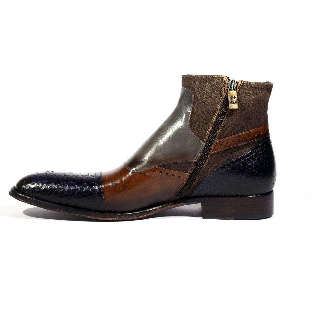 Jo Ghost Men Designer Shoes Italian Lino Sigaro Multi color Boots 4298BIS (JG5143)