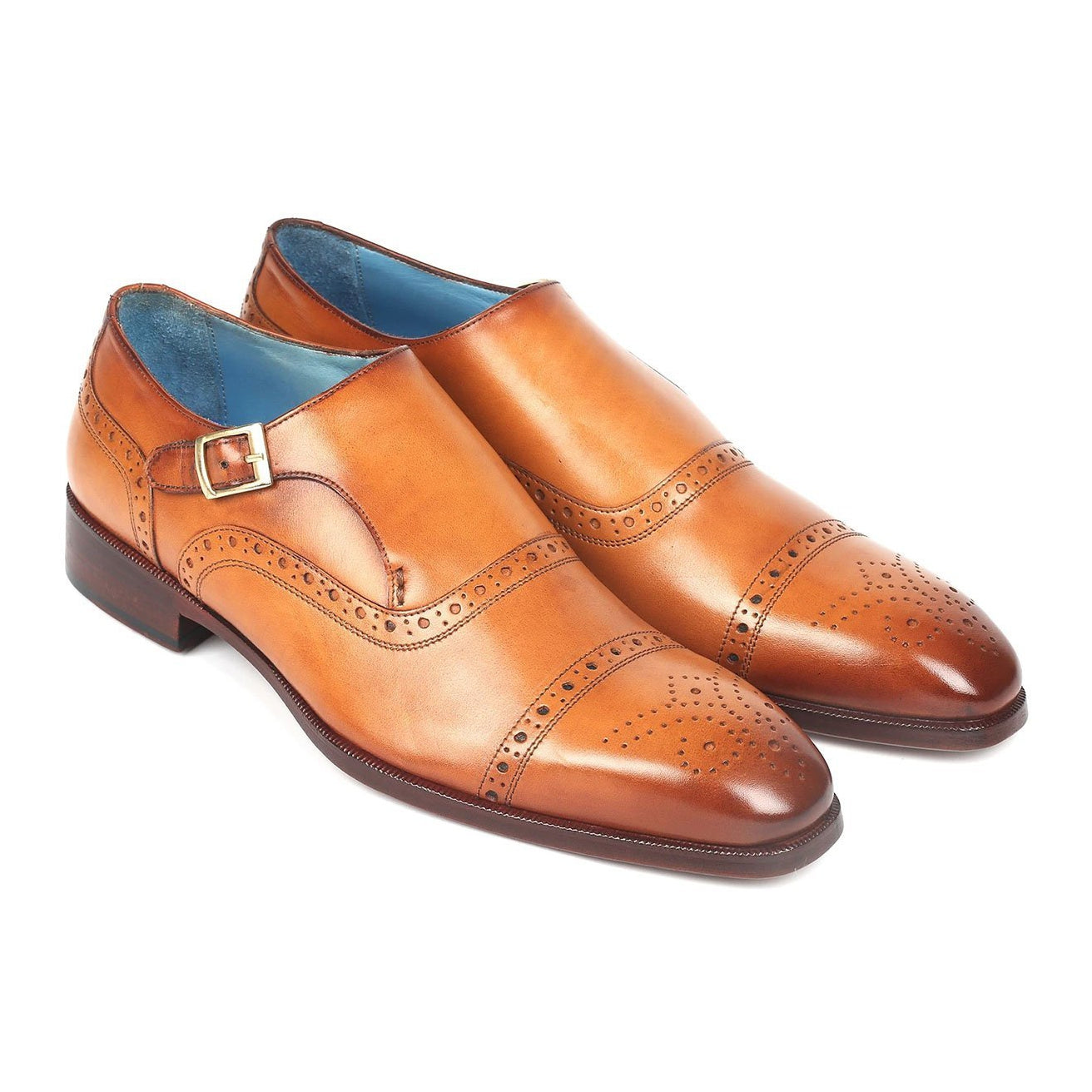 Paul Parkman 65CGN97 Men's Shoes Cognac Calf-Skin Leather Monk-Strap Loafers (PM6275)