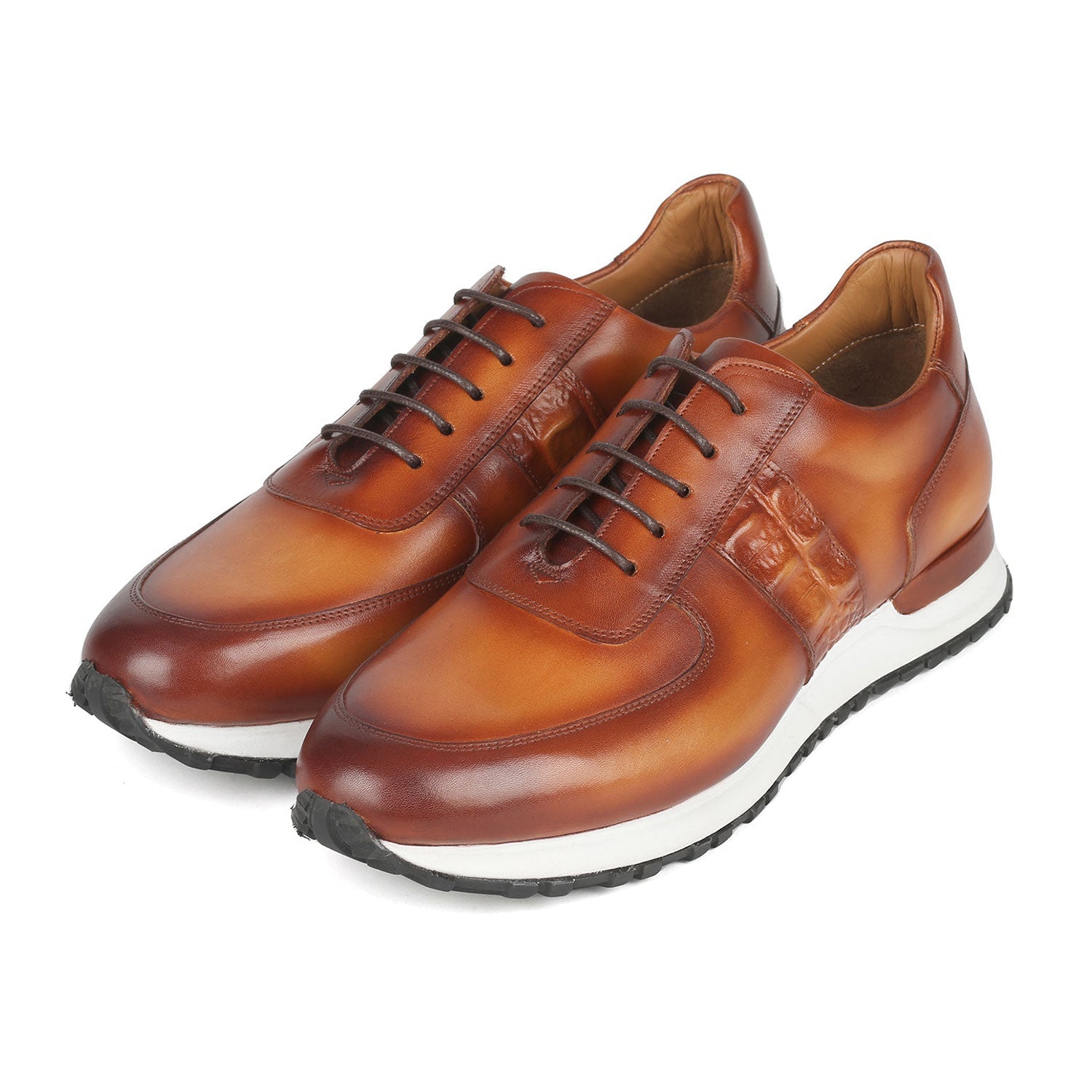 Paul Parkman LP208BRW Men's Shoes Brown Calf-Skin Leather Sneakers (PM6373)