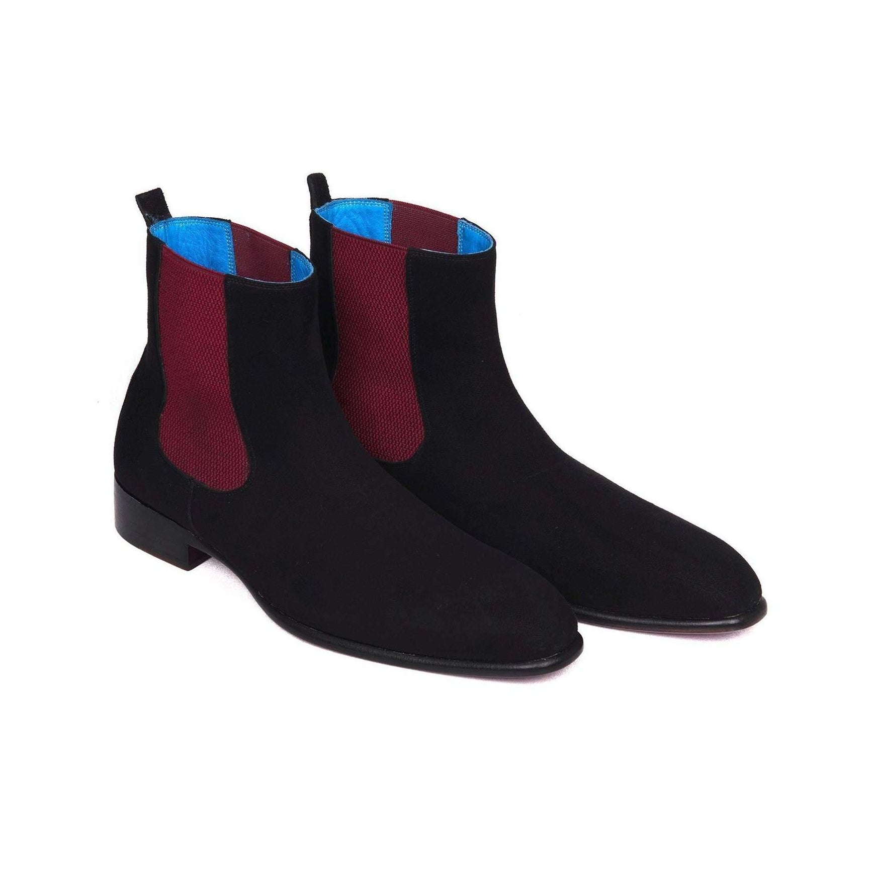 Paul Parkman Handmade Designer Shoes Black Suede Chelsea Boots (PM5618)