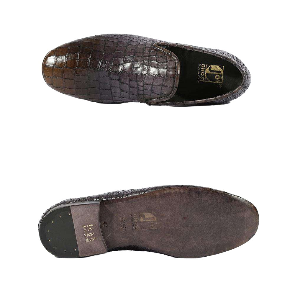Jo Ghost Men's Italian Designer Shoes Louisiana Baby Cenere Loafers(JG5112)