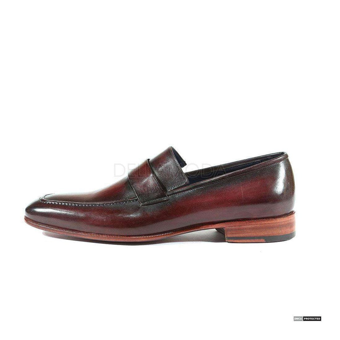 Paul Parkman Handmade Designer Shoes Handmade Men's Designer Shoes Strap Hand-Painted Purple / Black Loafers (PM1005)