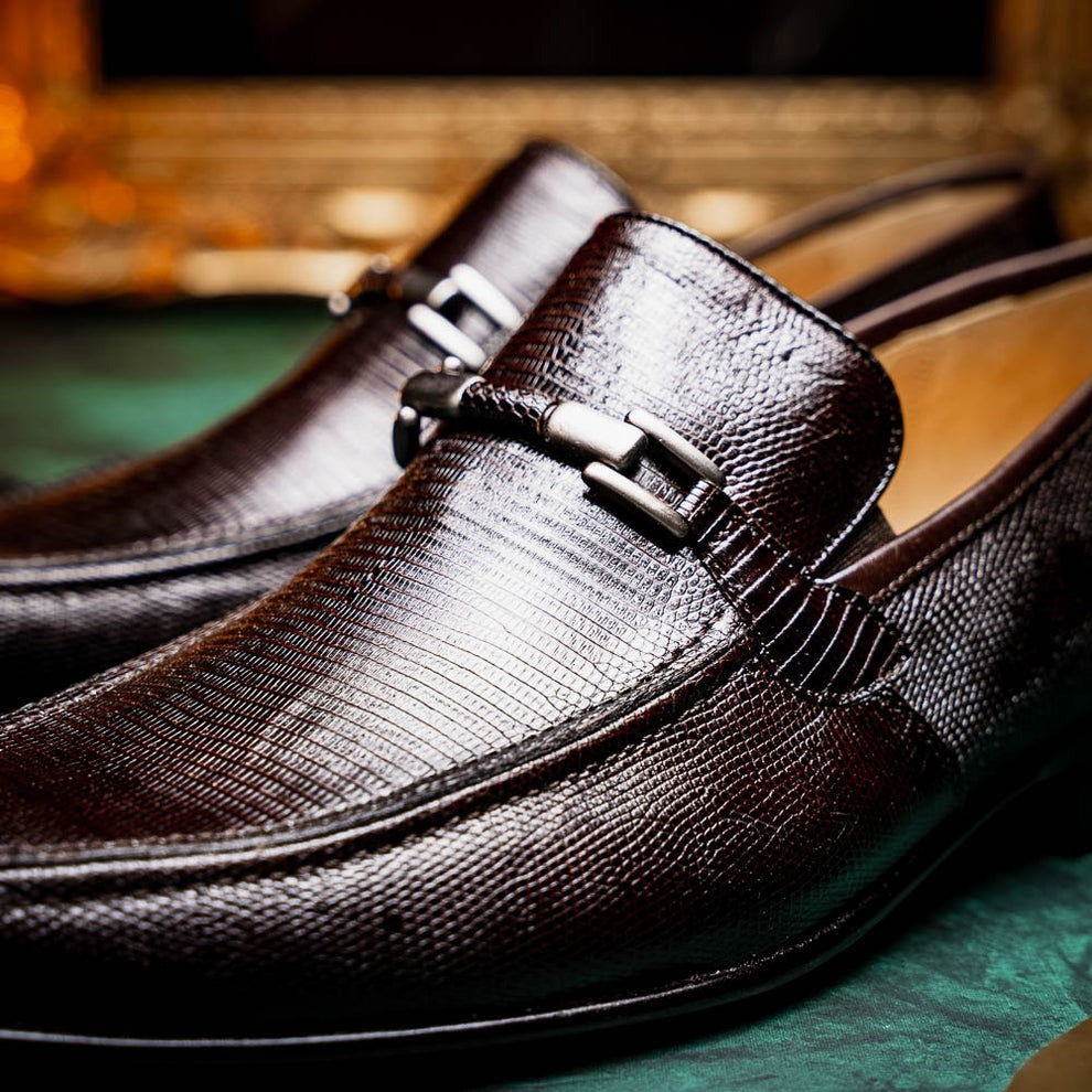 Marco Di Milano Fabro Men's Shoes Exotic Lizard Horsebit Loafers (MDM1081)
