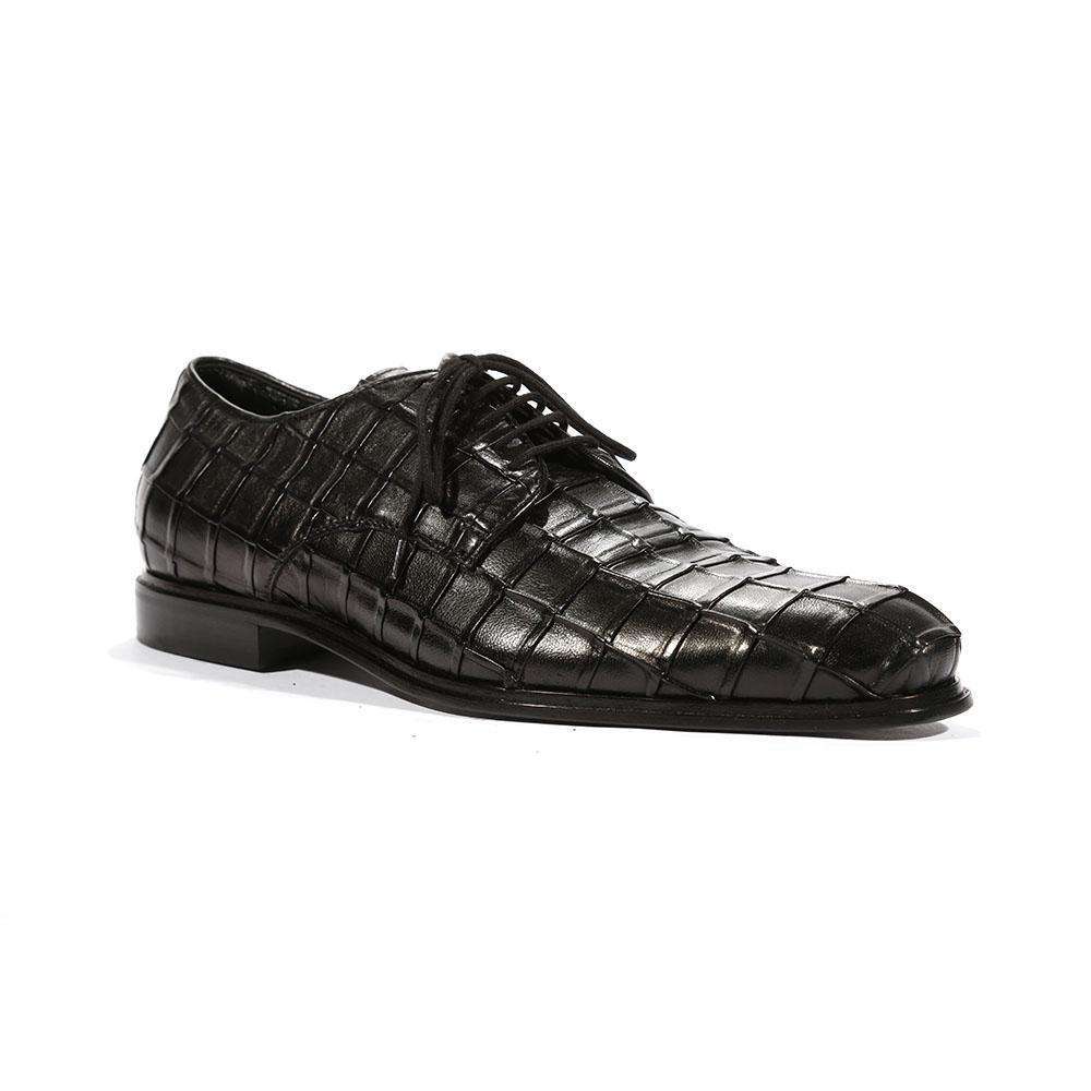 Cesare Paciotti Luxury Italian Men's Oxfords Black Nappa Plisse Designer Shoes (CPM5443)