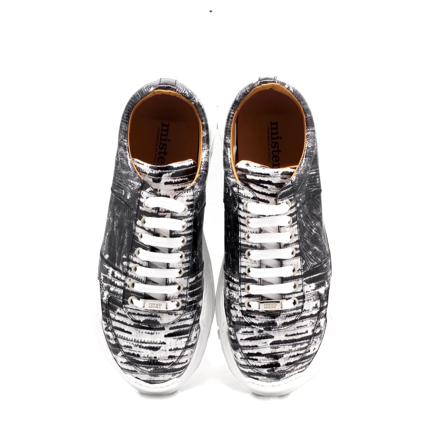 Mister Meco 39190 Men's Shoes Black Zebra Print Leather Sneakers (MIS1138)