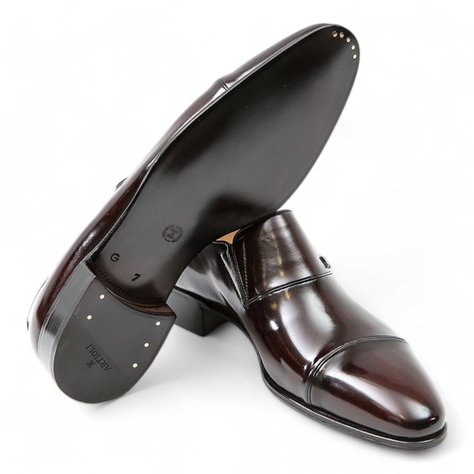 Artioli Sisto Men's Shoes Calf-Skin Leather Slip-on Cap-Toe loafers (ART1031)