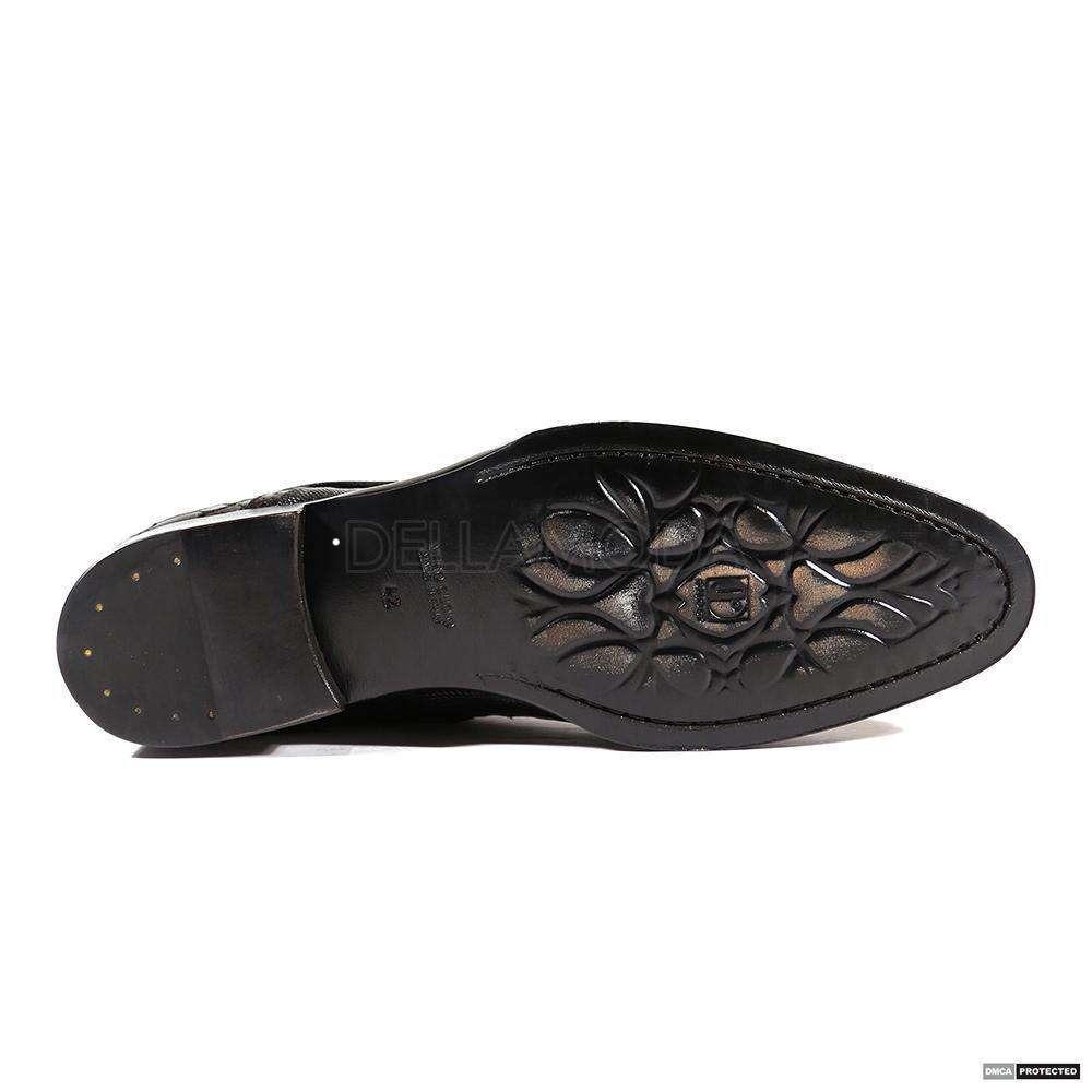 Jo Ghost Men's Italian Zampa Struzzo Crust Black Boots (JG4049)