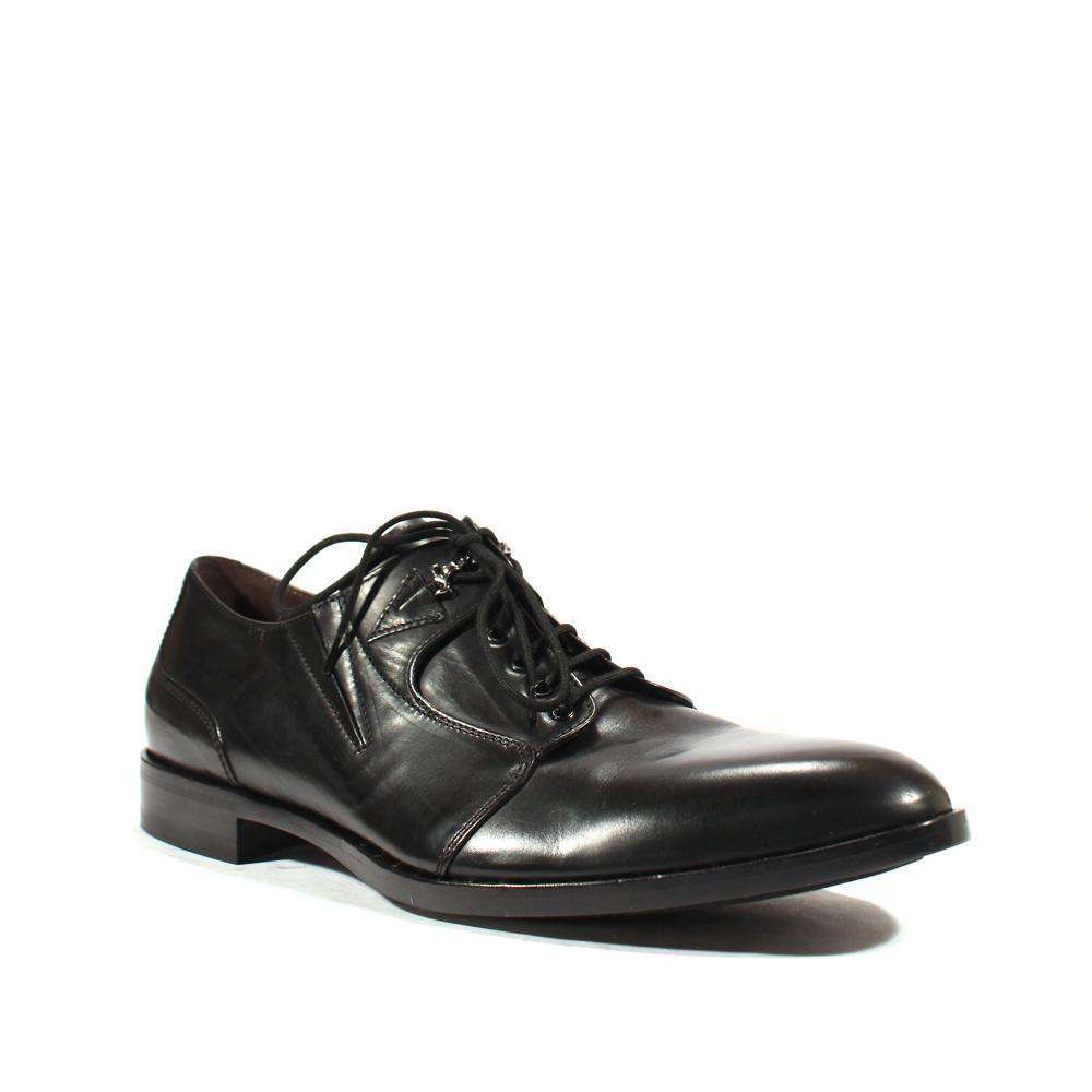 Cesare Paciotti Luxury Italian Men's Designer Shoes Dark Calf Black Dan Q Leather Oxfords (CPM2572)