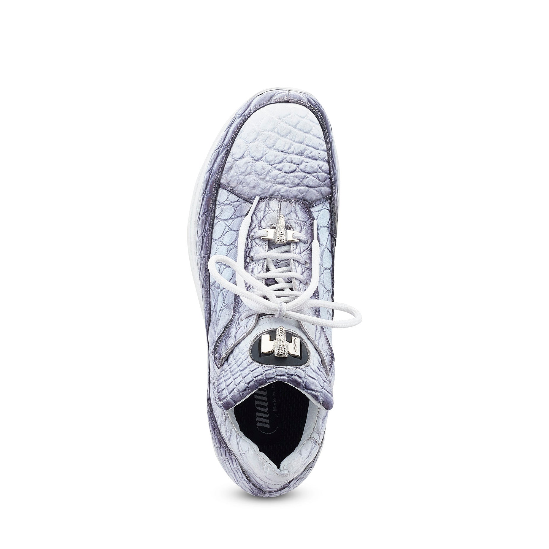 Mauri Bloodshed 8900/2 Men's Shoes Dirty White with Black Finish Exotic Alligator Casual Sneakers (MA5510)