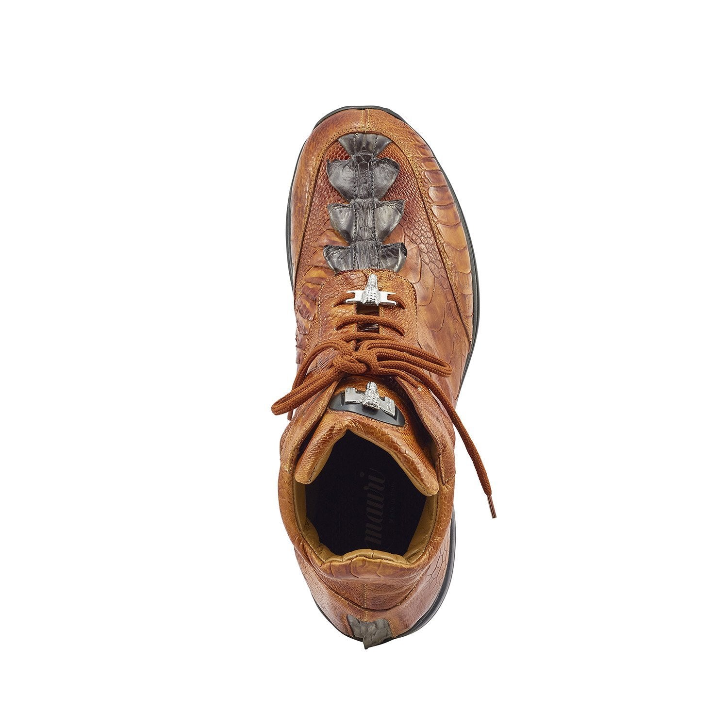 Mauri 8405/1 Venom Men's Shoes Mustard & Olive Exotic Hornback Tail / Ostrich Leg Eyes Casual Sneakers (MA5389)