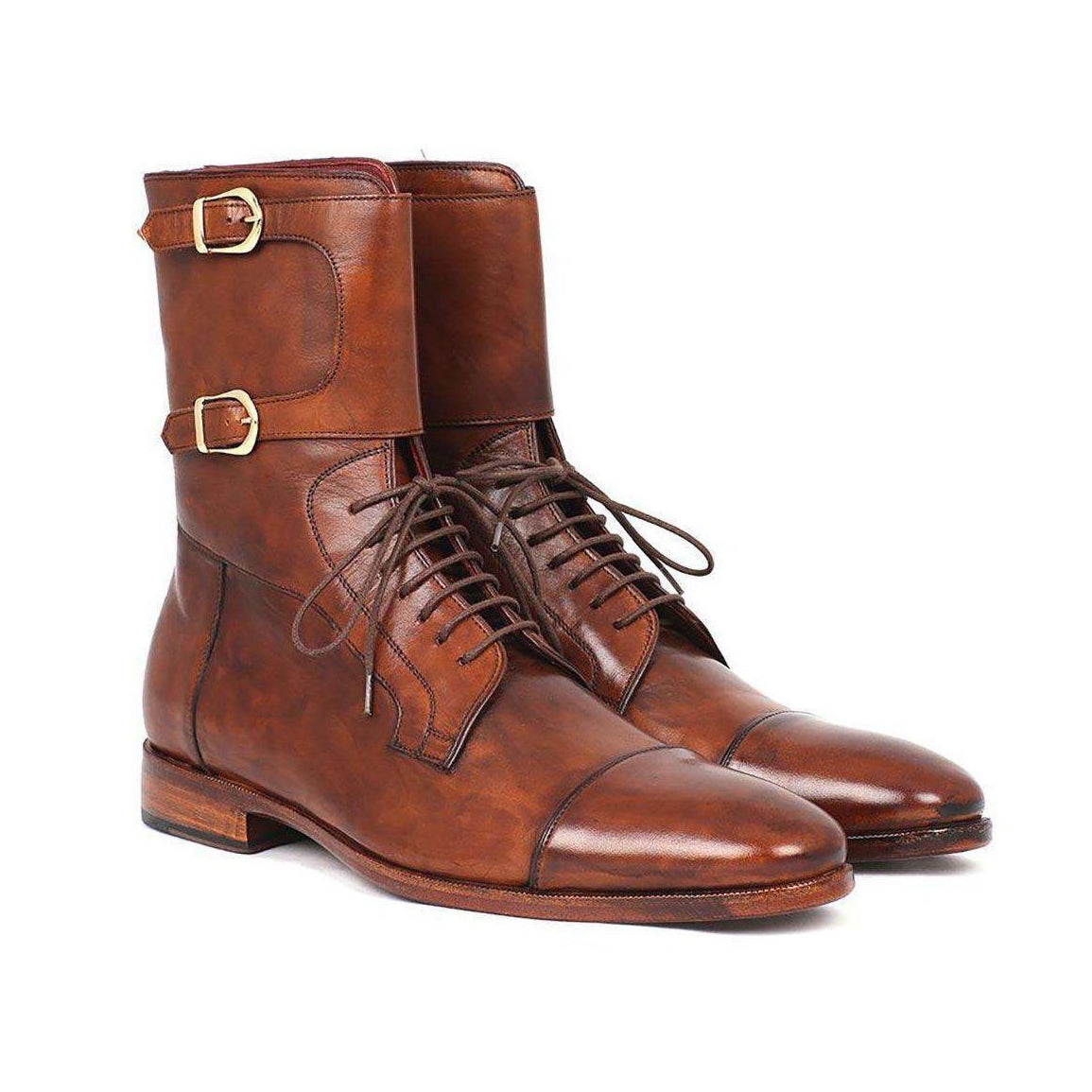 Paul Parkman Handmade Designer Shoes Men's Handmade Designer Shoes Calfskin High Boots Brown Boots (PM4029)