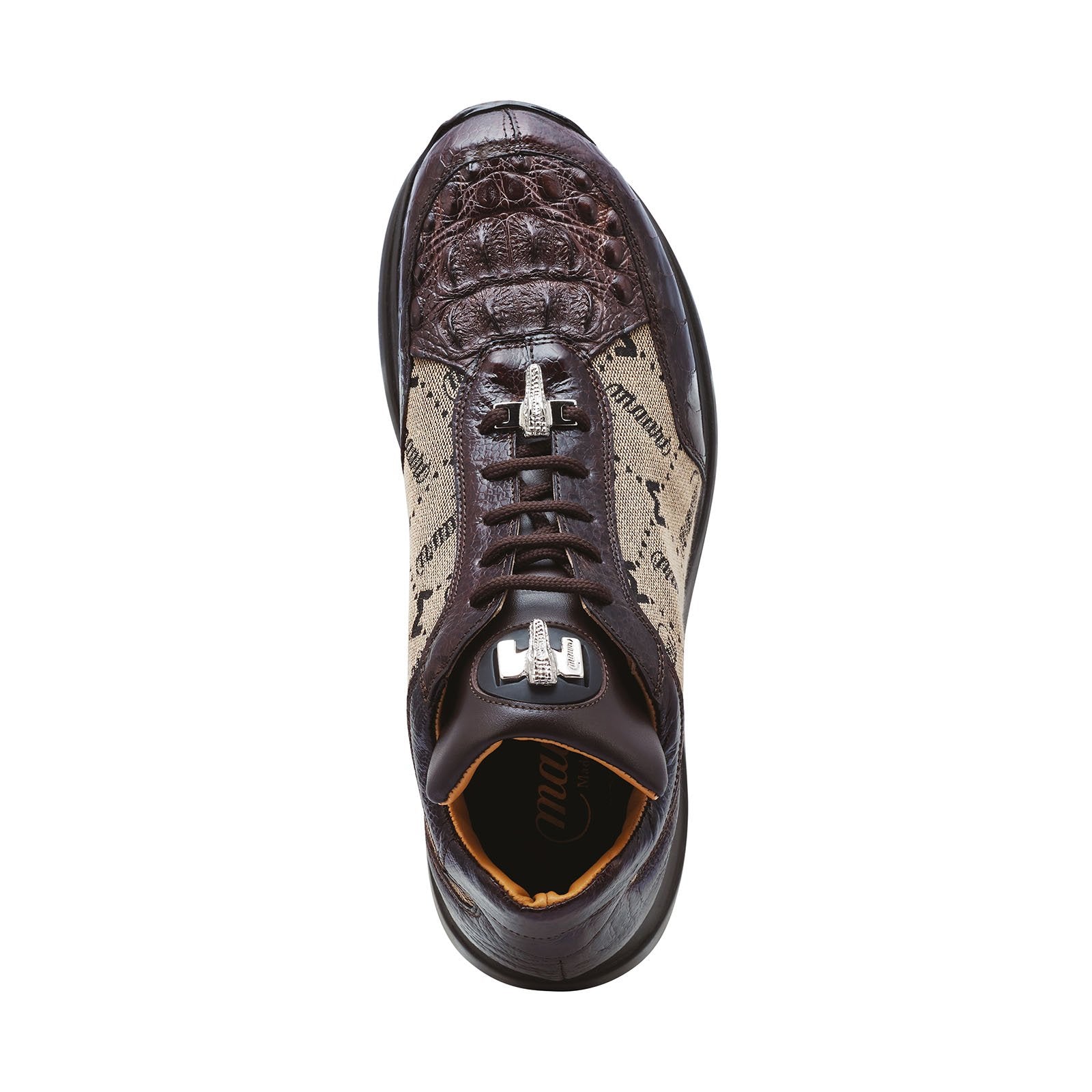 Mauri Carange 8741/2 Men's Shoes Rust & Taupe Ostrich Leg / Hornback Crown / Fabric Sneakers (MA5269)