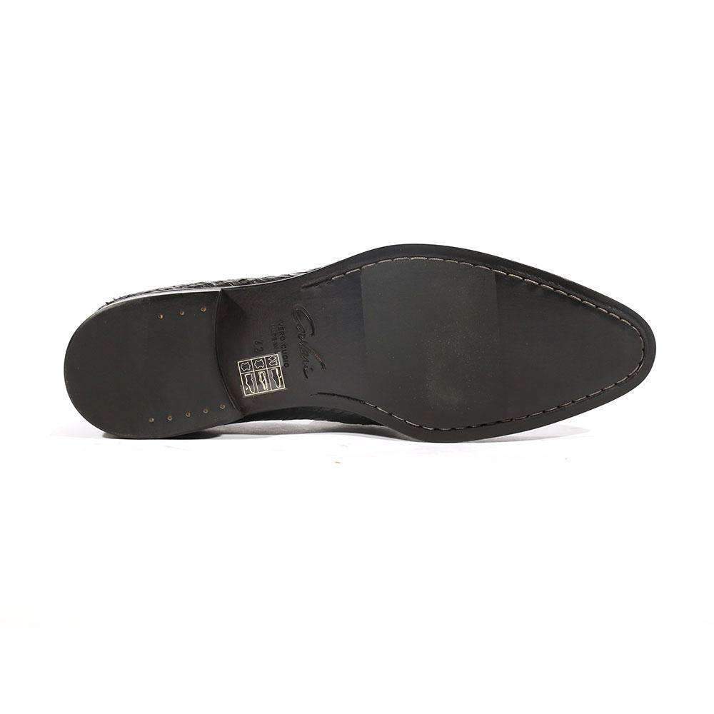 Corvari Designer Men's Designer Shoes Rio Black Snake Textured Leather Loafers (COR1005)