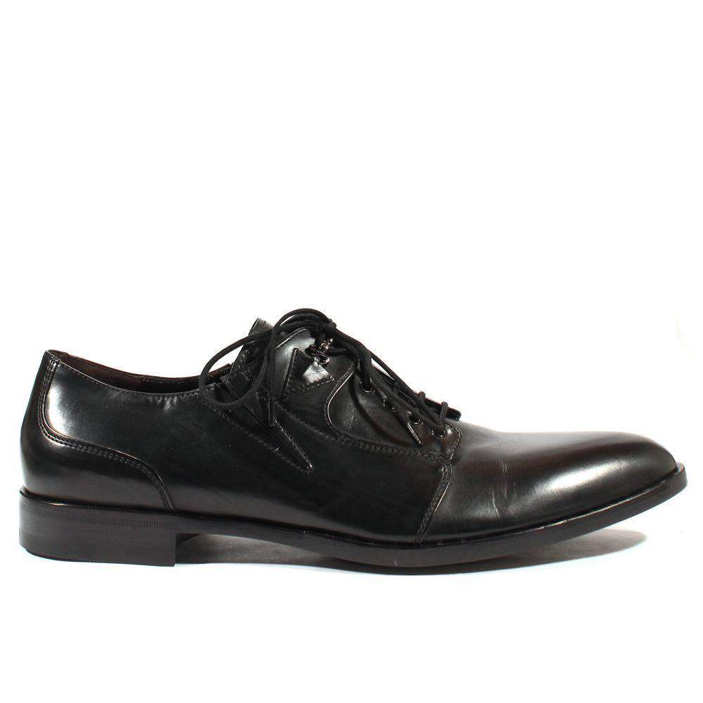 Cesare Paciotti Luxury Italian Men's Designer Shoes Dark Calf Black Dan Q Leather Oxfords (CPM2572)