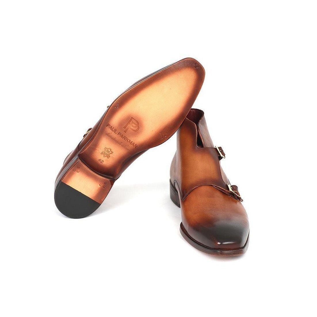 Paul Parkman Handmade Designer Shoes Men's Designer Shoes Double Monkstrap Brown Boots (PM3005)