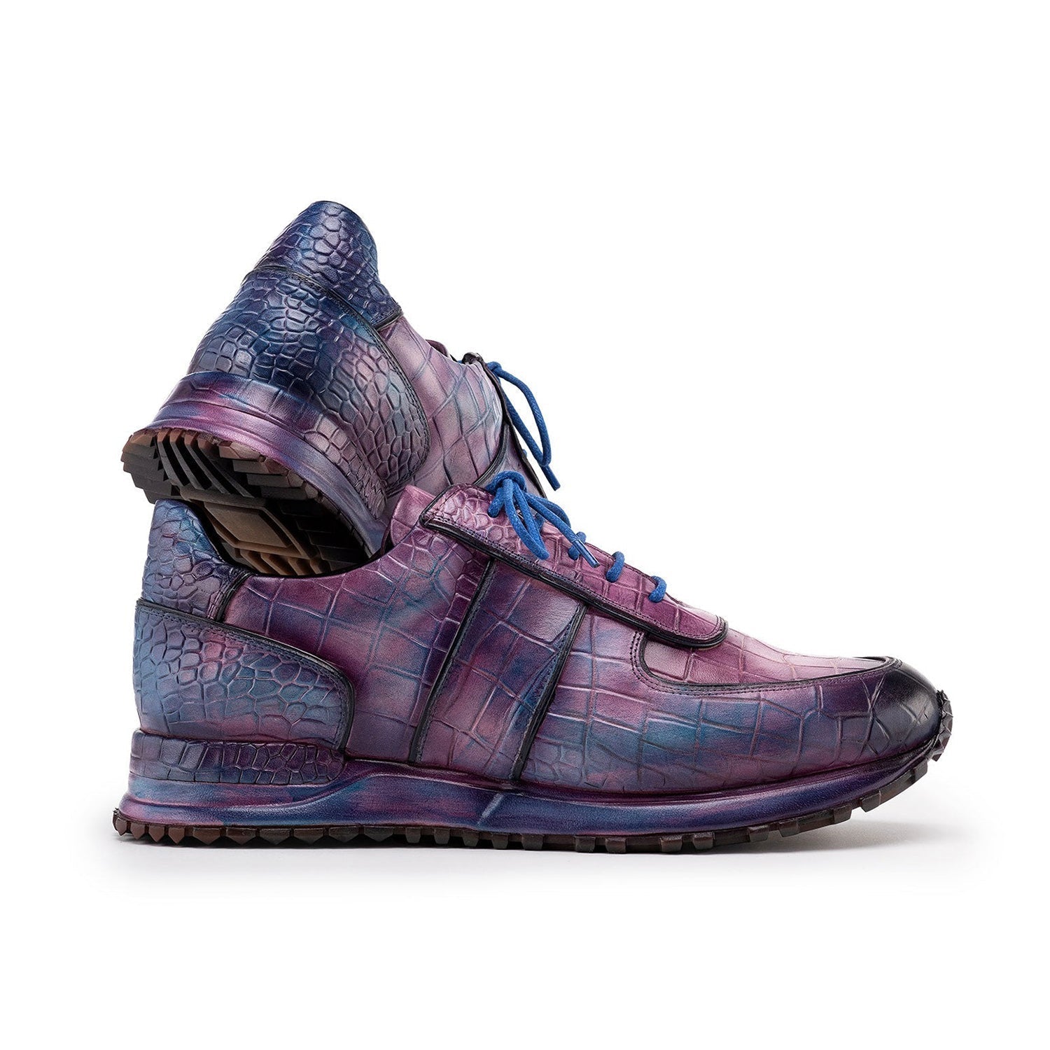 Paul Parkman Men's Shoes Textured Leather Print Sneakers (PM6454)