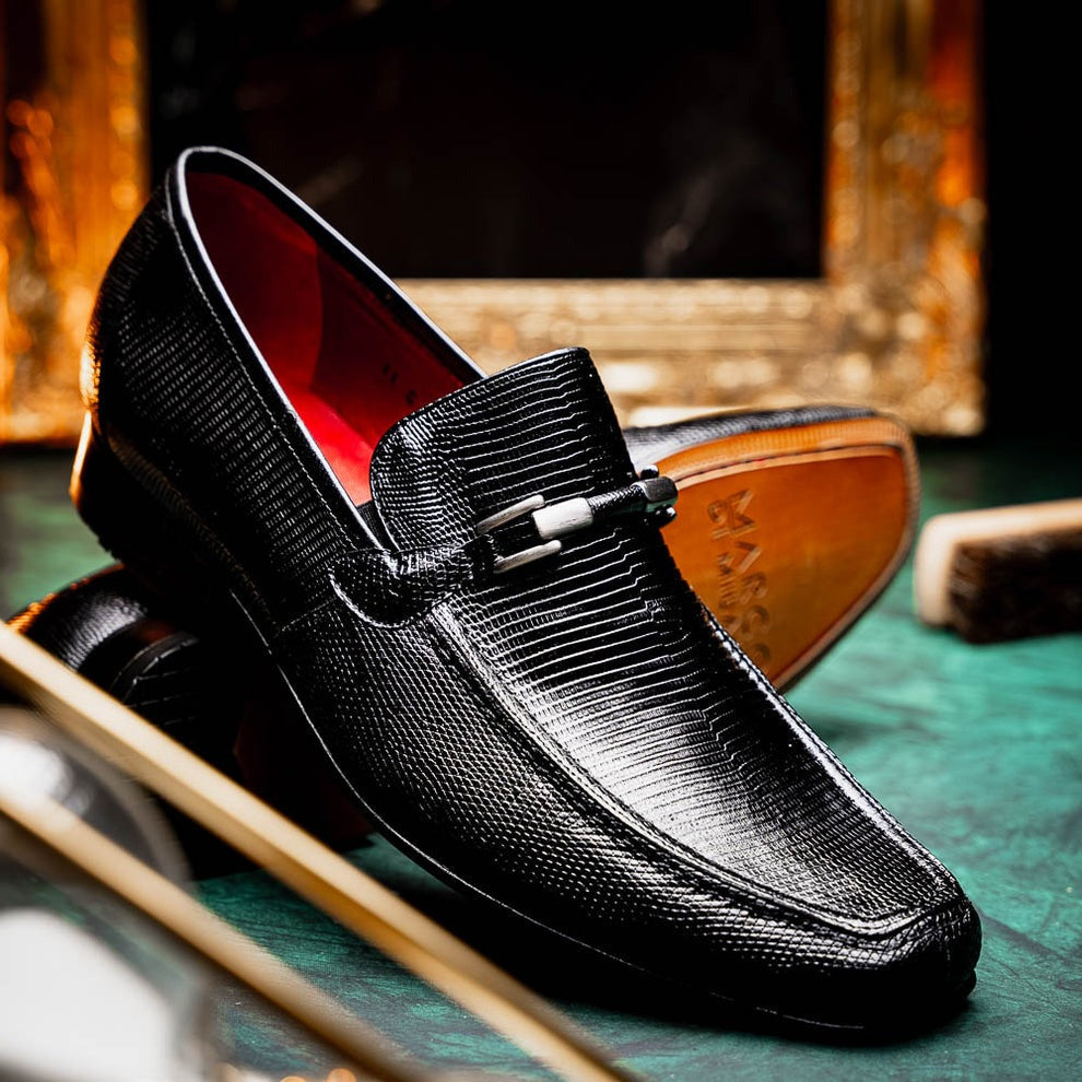 Marco Di Milano Fabro Men's Shoes Exotic Lizard Horsebit Loafers (MDM1081)