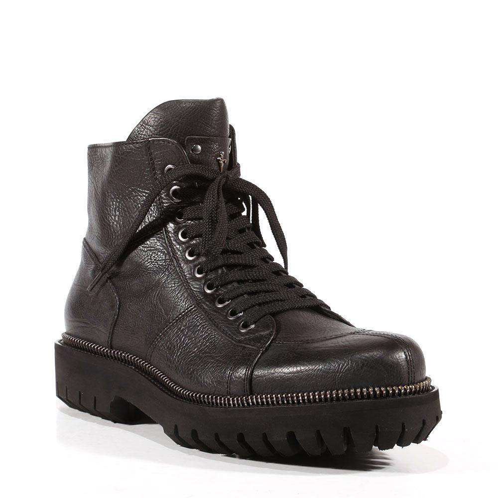 Cesare Paciotti Luxury Italian Men's Designer Shoes Hippie Black Leather Boots (CPM3075)