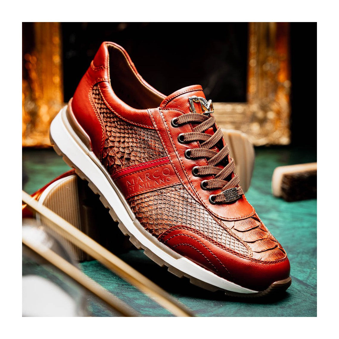 Marco Di Milano Brescia Men's Shoes Genuine Snake Skin / Calf-Skin Leather Sneakers (MDM1124)