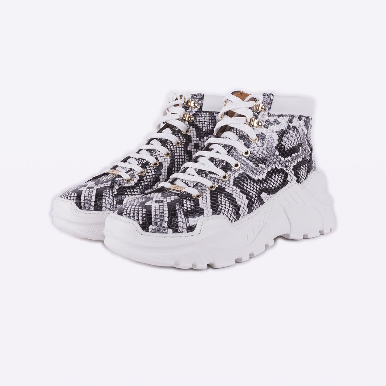 Mister 39634 Arzon Men's Shoes White Python Print / Suede / Calf-Skin Leather High-Top Sneakers (MIS1045)
