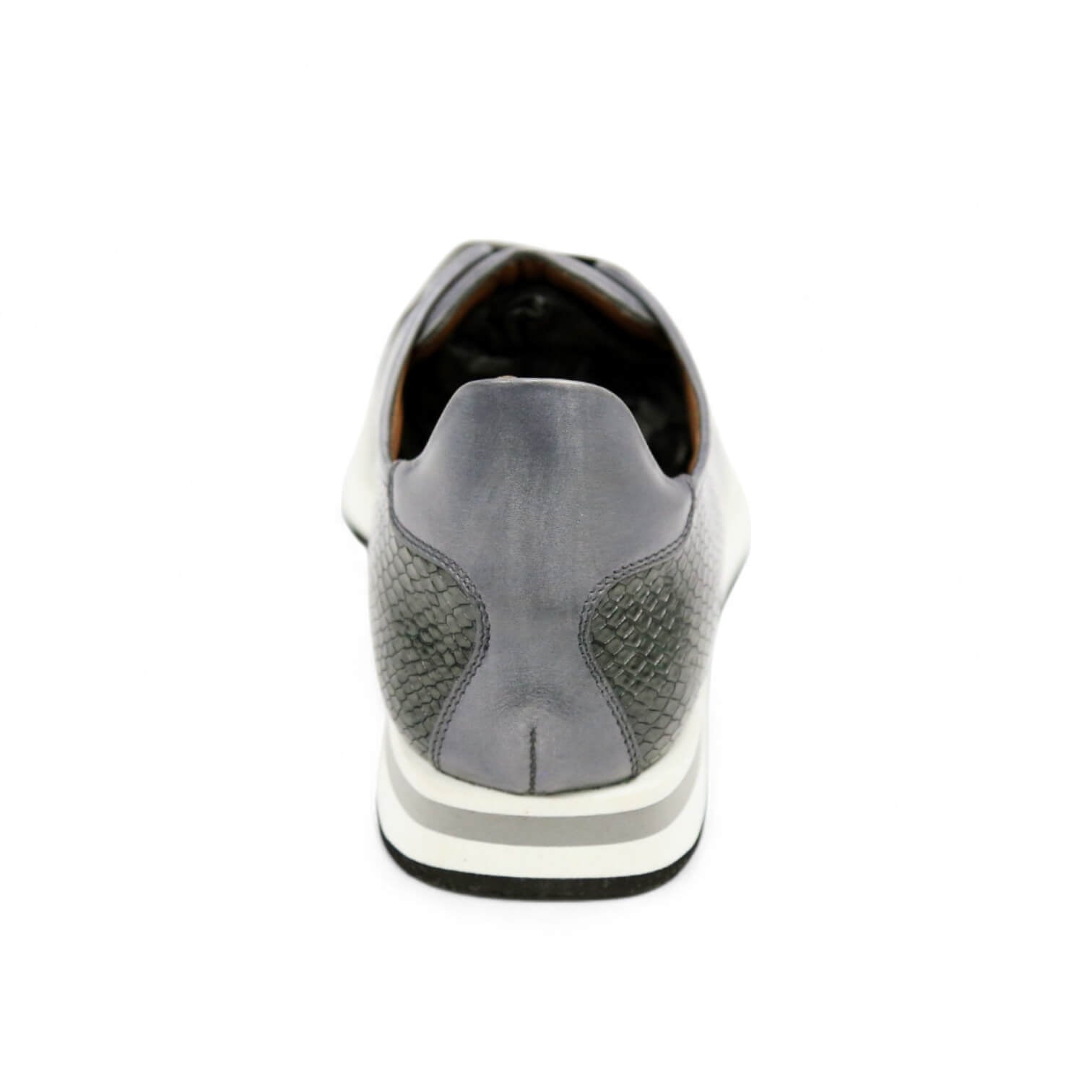 Ambrogio Men's Shoes Gray Snake-Print Leather Casual Sneakers (AMZ1007)