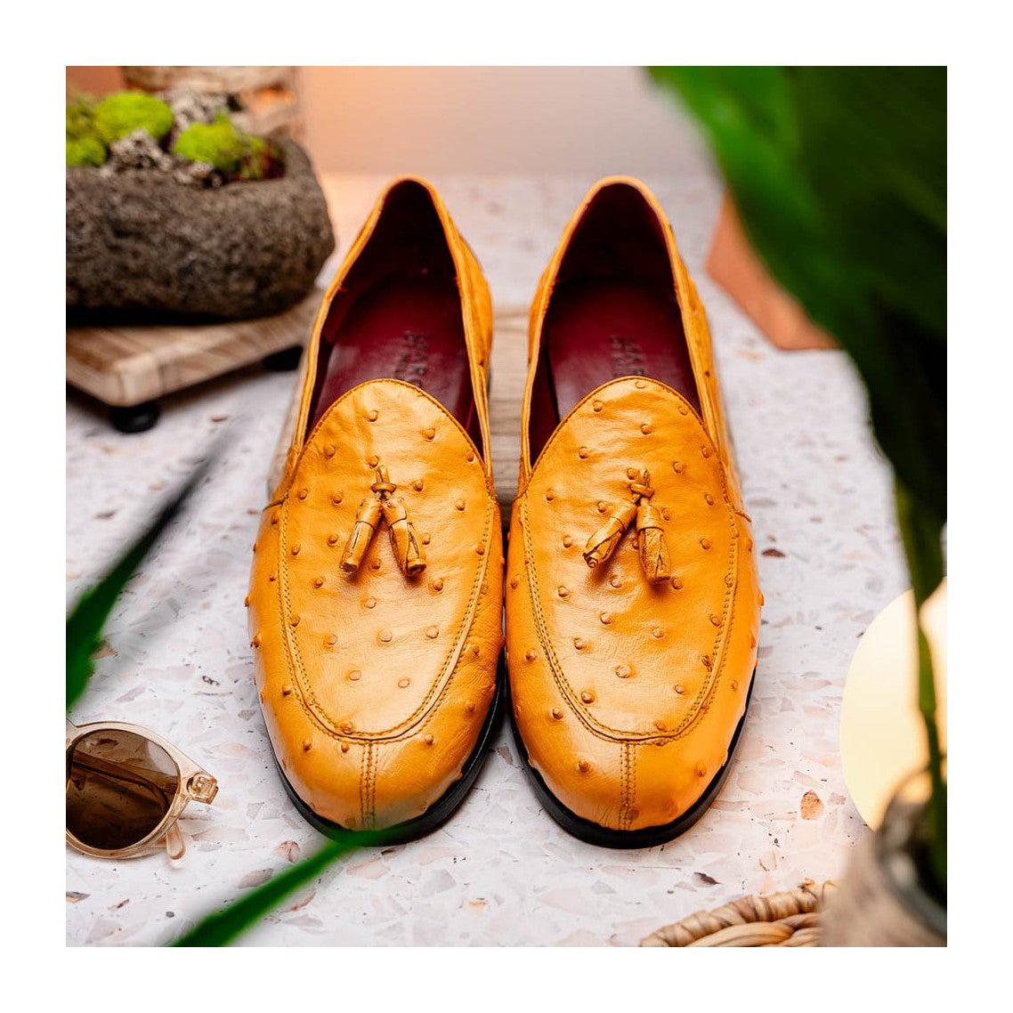 Marco Di Milano Aubiere Men's Shoes Exotic Ostrich Tassels Loafers (MDM1199)