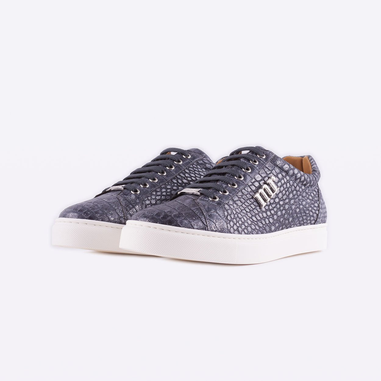 Mister 40129 Quero Men's Shoes Gray Crocodile Print / Calf-Skin Leather Casual Sneakers (MIS1015)