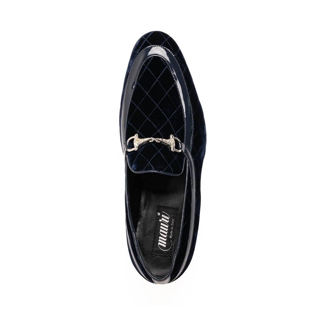 Mauri Allure 3257/1 Men's Shoes Quilted Velvet / Patent leather Slip-on Horsebit Loafers (MA5642)