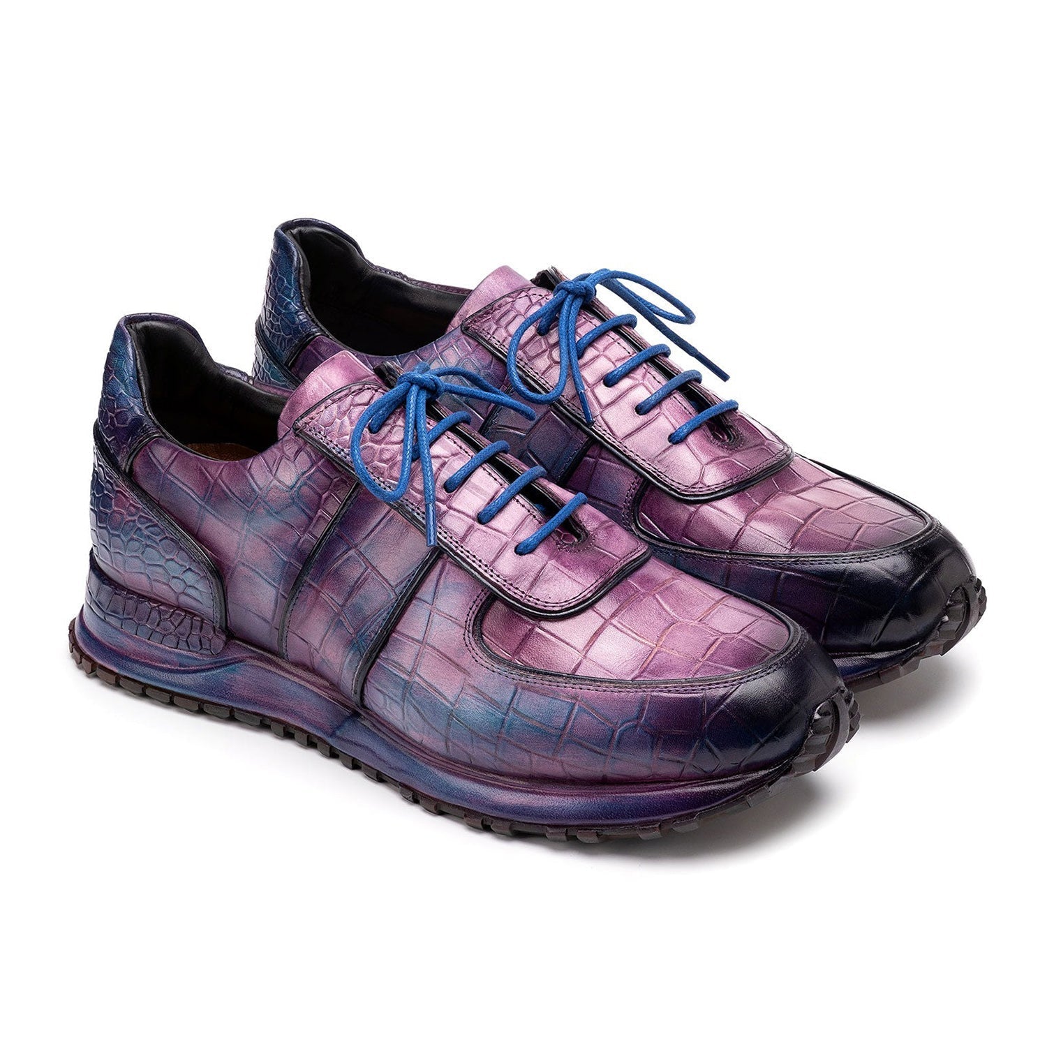 Paul Parkman Men's Shoes Textured Leather Print Sneakers (PM6454)
