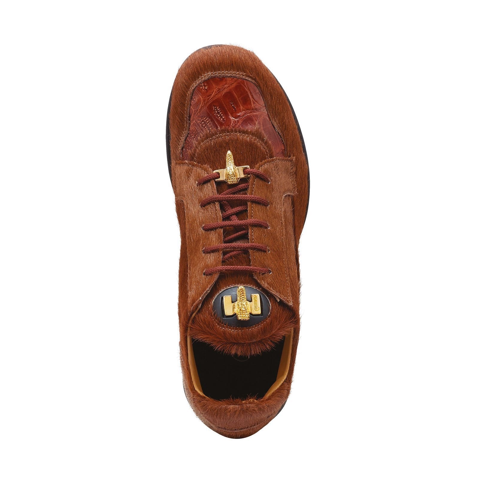 Mauri Mustang 8594 Men's Shoes Gold Exotic Crocodile / Pony Sneakers (MA5270)