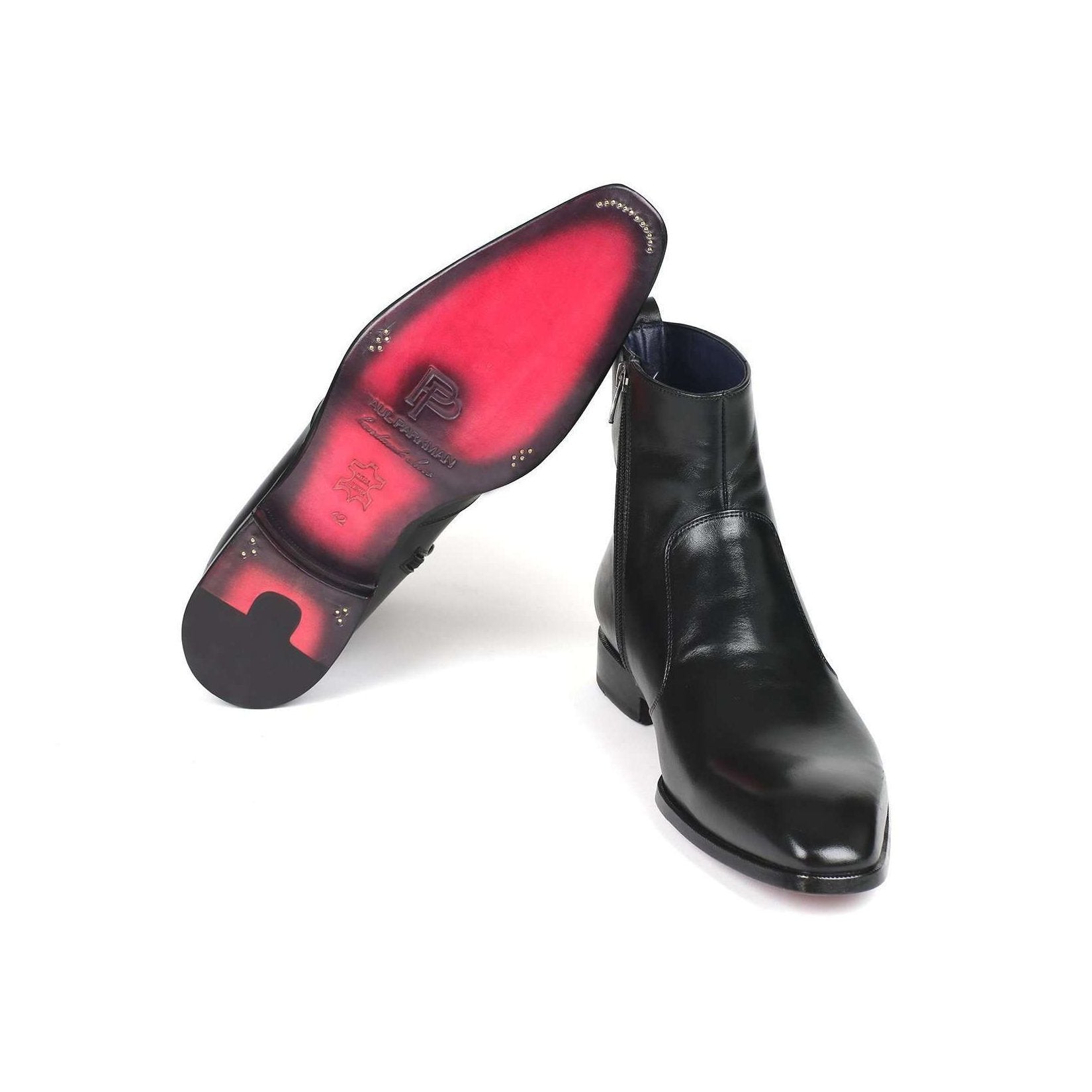 Paul Parkman Handmade Designer Shoes Black Leather Side Zipper Boots (PM5865)