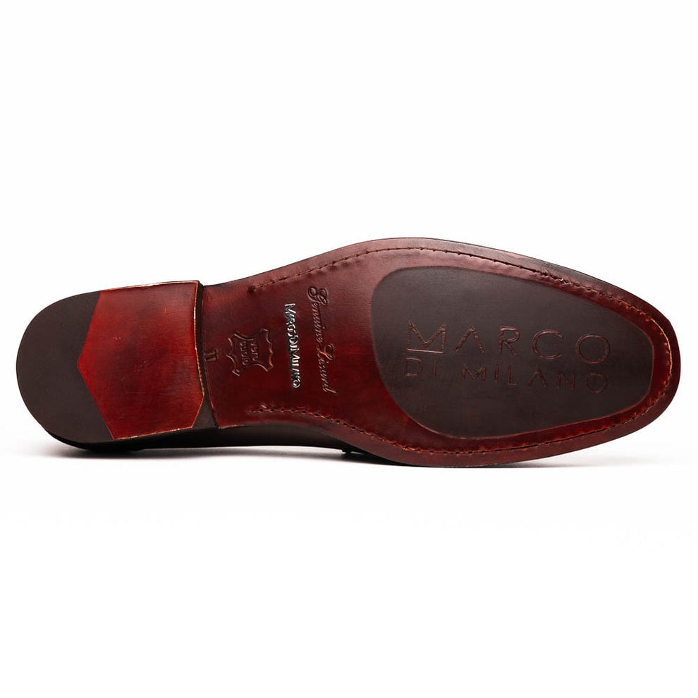 Marco Di Milano Enzo Men's Shoes Black Genuine Lizard Horsebit Loafers (MDM1156)