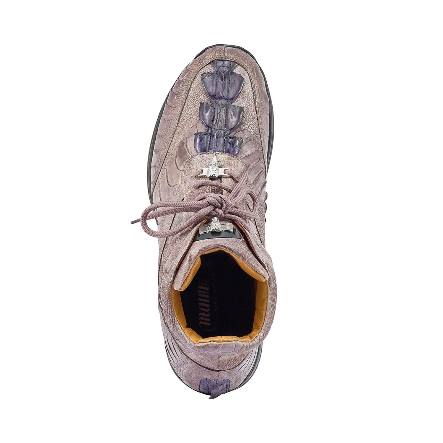 Mauri 8405/1 Venom Men's Shoes Gray & Wonder Blue Exotic Hornback Tail / Ostrich Leg Eyes Casual Sneakers (MA5390)