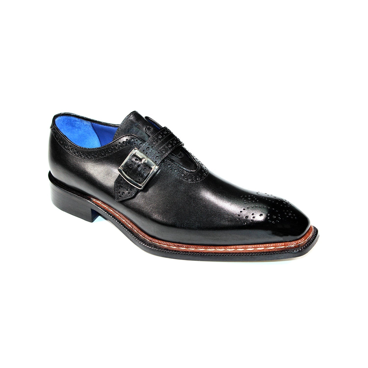 Emilio Franco Filippo Men's Shoes Black Calf-Skin Leather Monkstraps (EF1194)