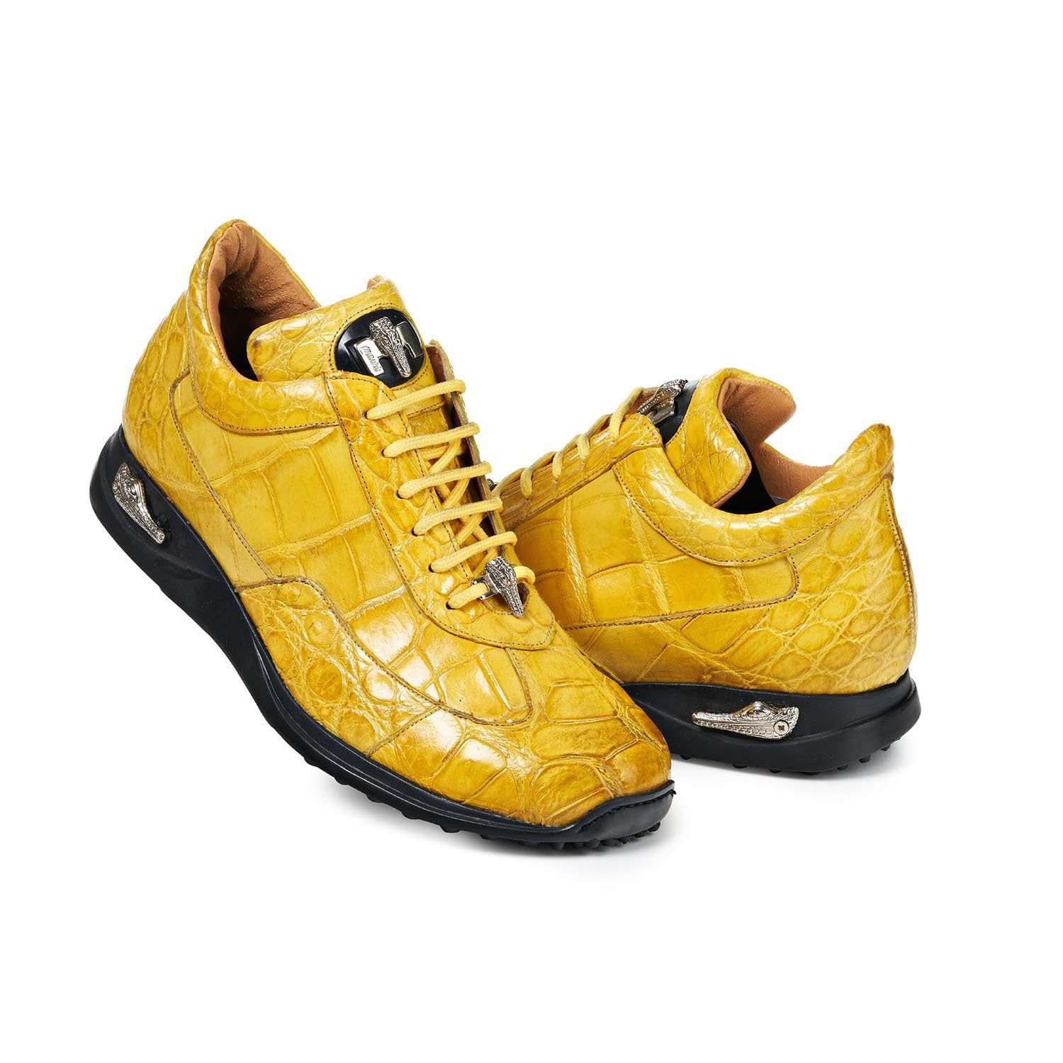 Mauri 8566 Empire Men's Designer Shoes Burnished Yellow Alligator Sneakers (MA5017)