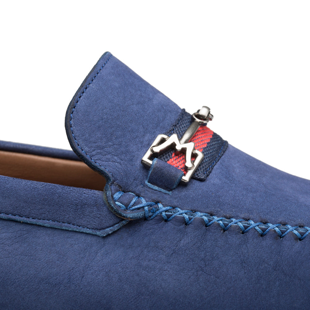 Mezlan R7349 Men's Shoes Blue Nubuck Moccasin Ornament Driver Loafers (MZ3445)