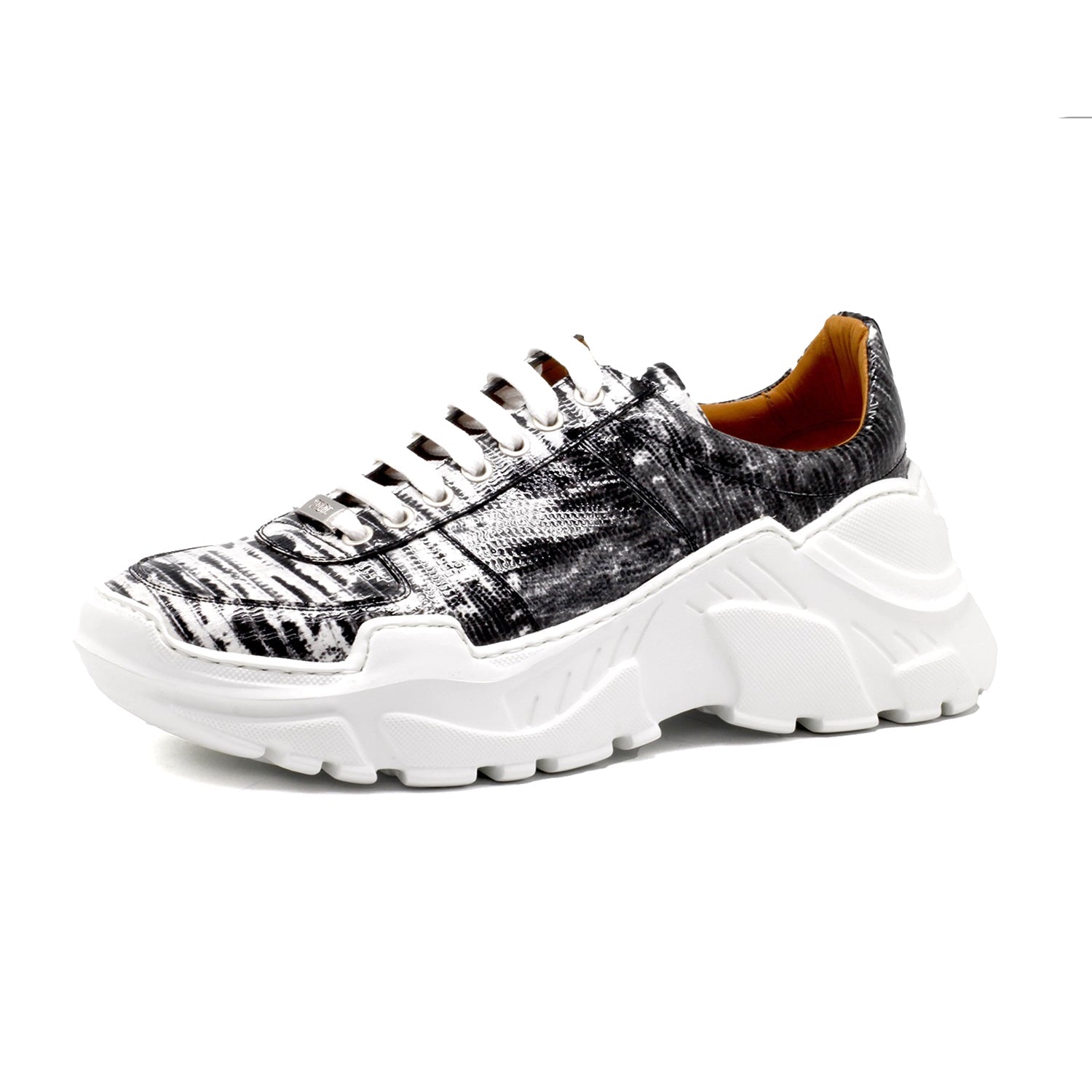 Mister Meco 39190 Men's Shoes Black Zebra Print Leather Sneakers (MIS1138)