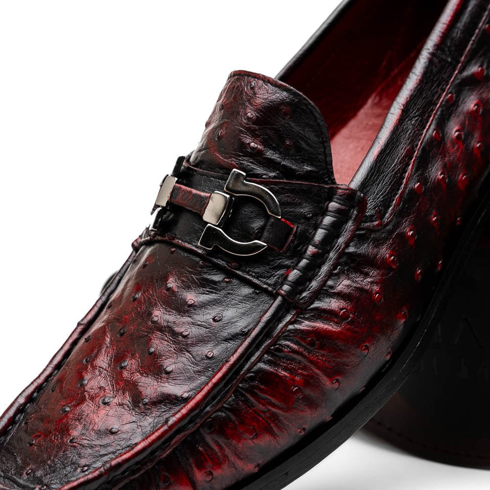 Marco Di Milano Ferrioni Men's Shoes Exotic Ostrich Horsebit Moccasin loafers (MDM1171)