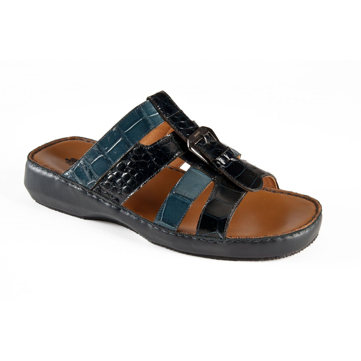 Mauri Men's Designer Shoes Blue Navy / Carribean Blue Exotic Alligator Casual Sandals 5048 (MAO1055)