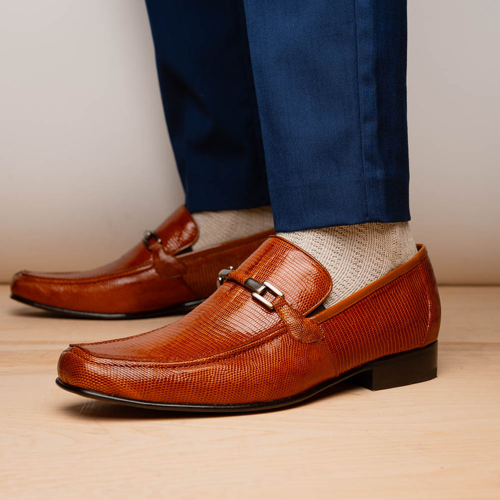 Marco Di Milano Fabro Men's Shoes Exotic Lizard Horsebit Loafers (MDM1081)