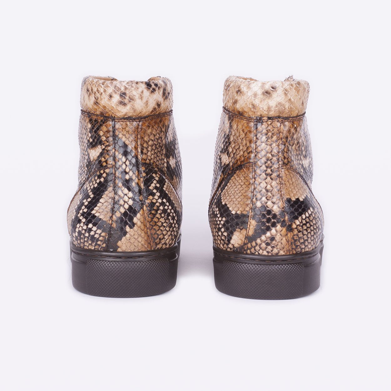 Mister 39598 Nabaz Men's Shoes Brown Python Print / Calf-Skin Leather High-Top Sneakers (MIS1030)