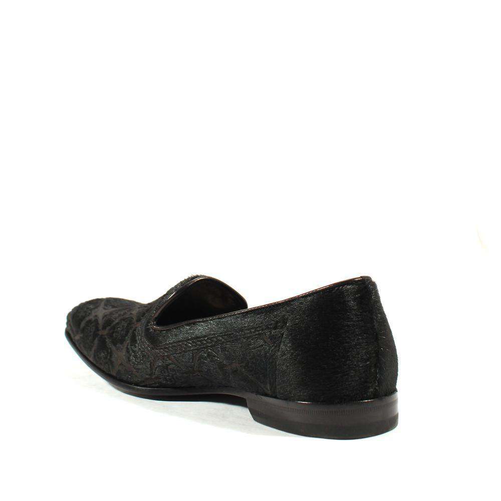Cesare Paciotti Luxury Italian Men's Designer Shoes Pony Lux Black Nappa Pony Loafers (CPM2576)