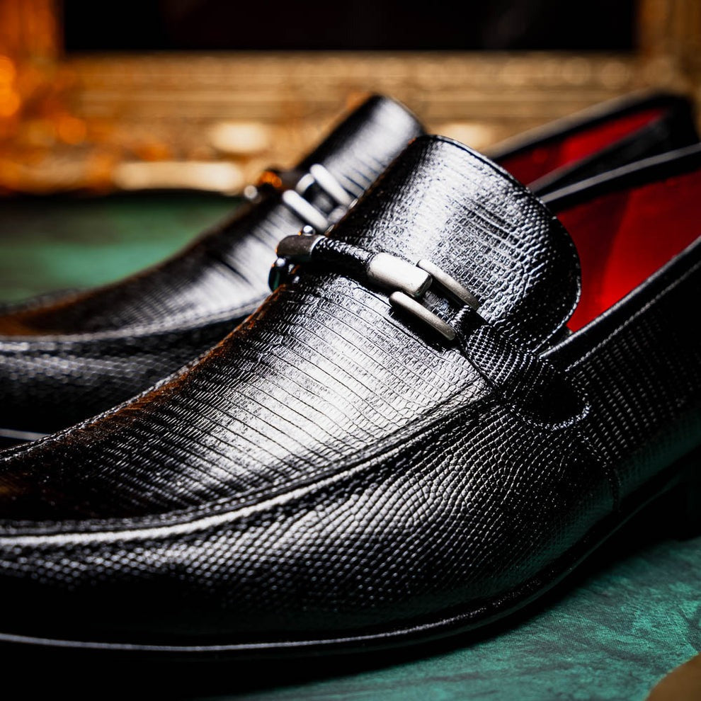 Marco Di Milano Fabro Men's Shoes Exotic Lizard Horsebit Loafers (MDM1081)
