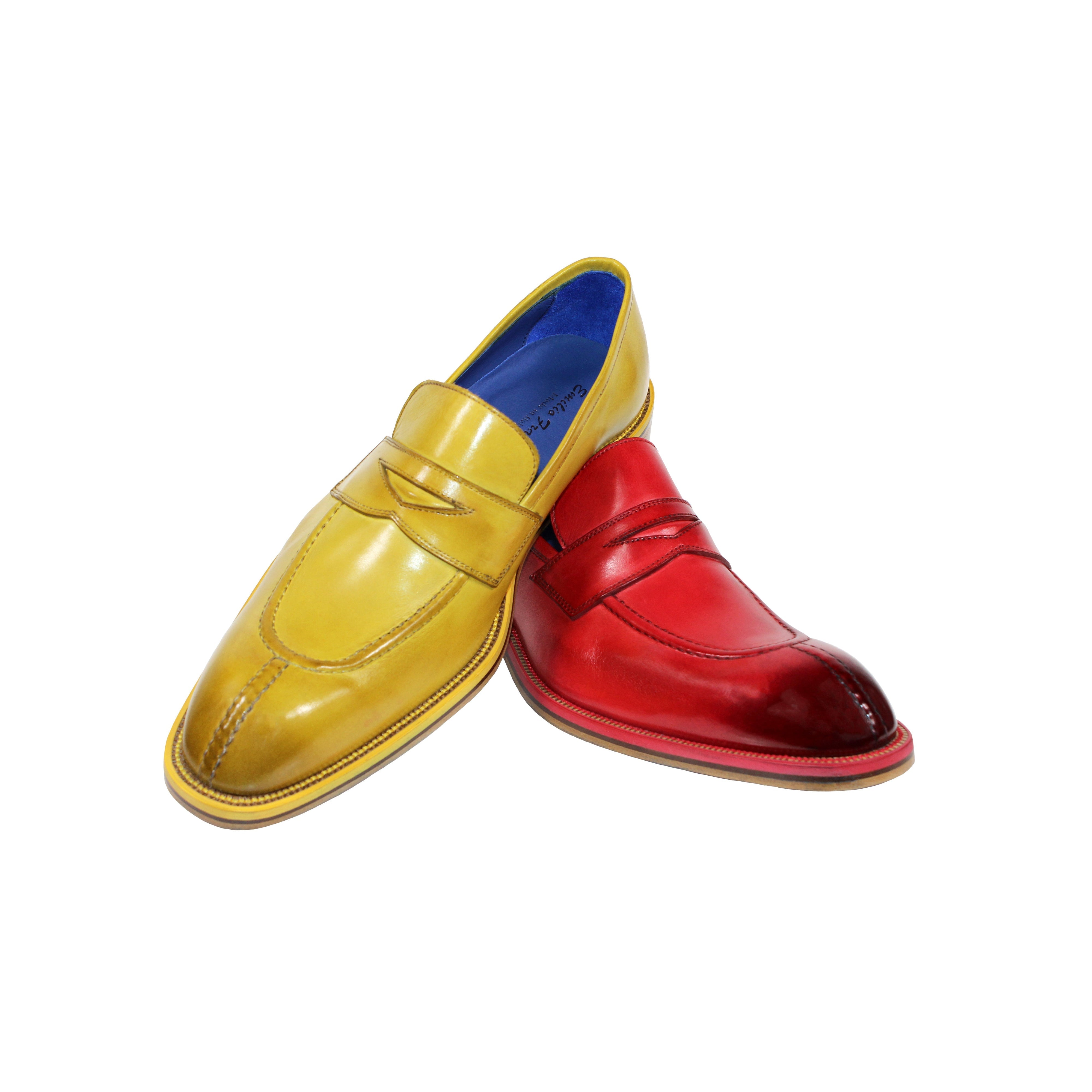 Emilio Franco Mirko Men's Shoes Yellow Calf-Skin Leather Loafers (EF1178)