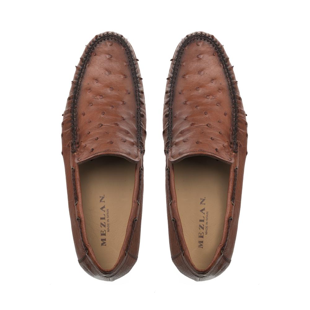 Mezlan 7318-S-RX612 Men's Shoes Brandy Exotic Ostrich Dress Moccasin Loafers (MZ3375)