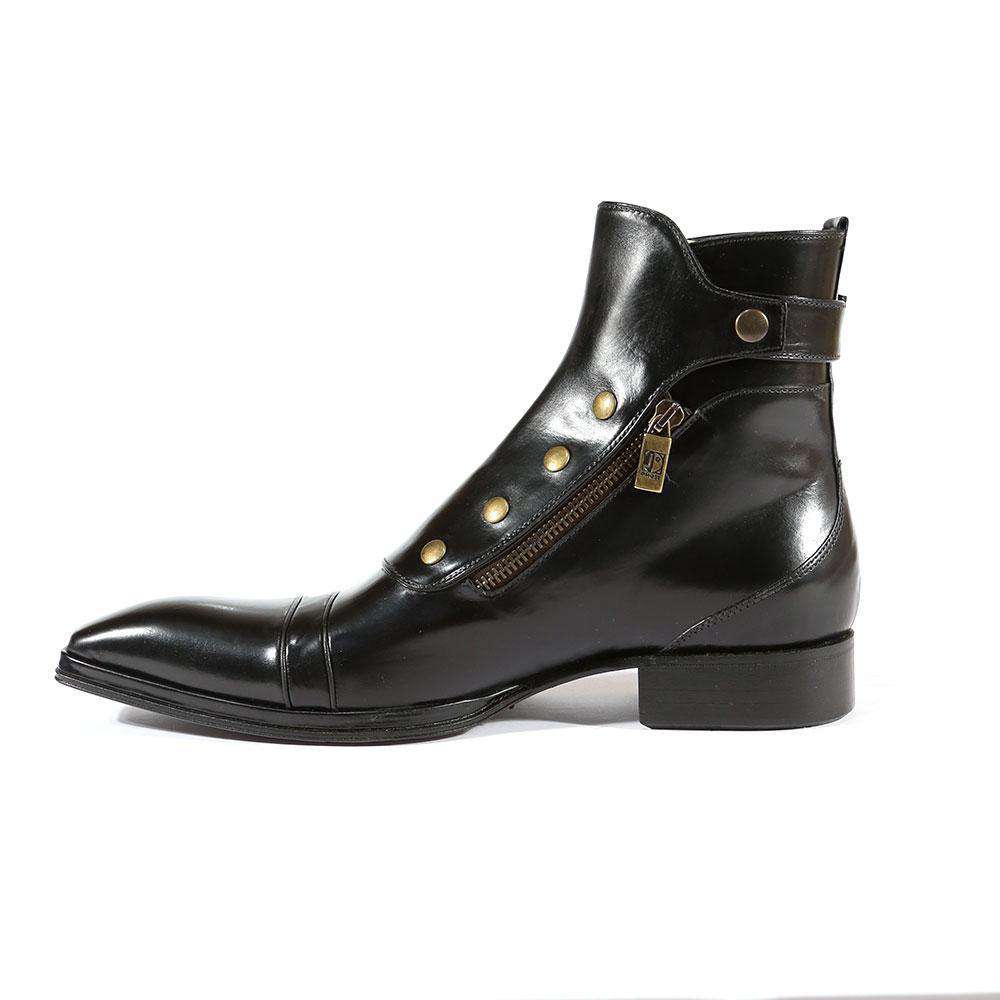 Jo Ghost 3206M Men's Designer Shoes Black Calf-Skin Leather Boots (JG2103)